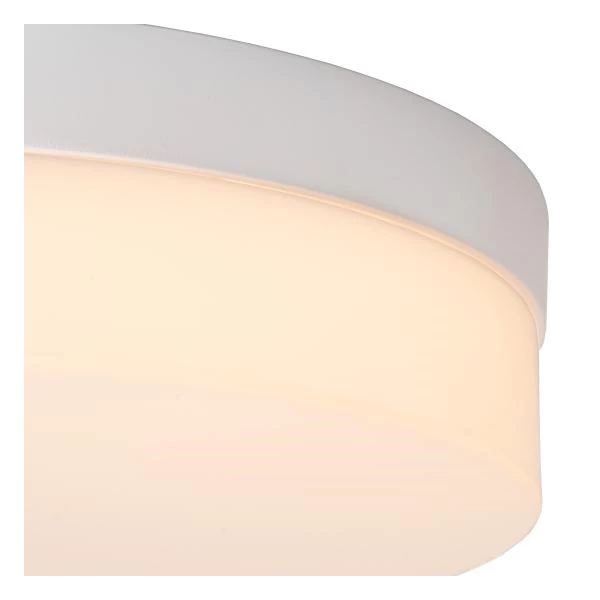 Lucide BISKIT - Plafonnier Salle de bains - Ø 28 cm - LED - 1x18W 2700K - IP44- Détecteur De Mouvement & Jour/Nuit - Blanc - détail 2